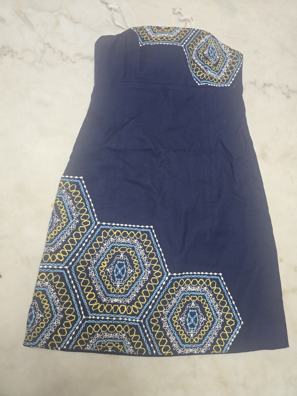 Lilly Pulitzer Navy Strapless Mini Dress with Teal Embroidery - Picture 3 of 9